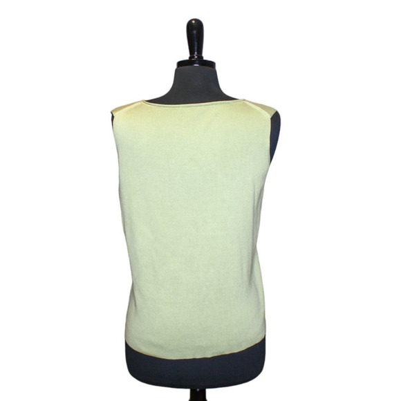Eileen Fisher Sleeveless Knit Top Tank Green Silk Cotton Size L - Picture 2 of 4